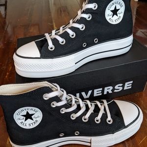 Converse Platform Lift Black High Tops Size 7.5